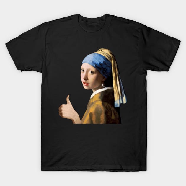 Thumbs Up Girl with Pearl Earring T-Shirt by ClothedCircuit